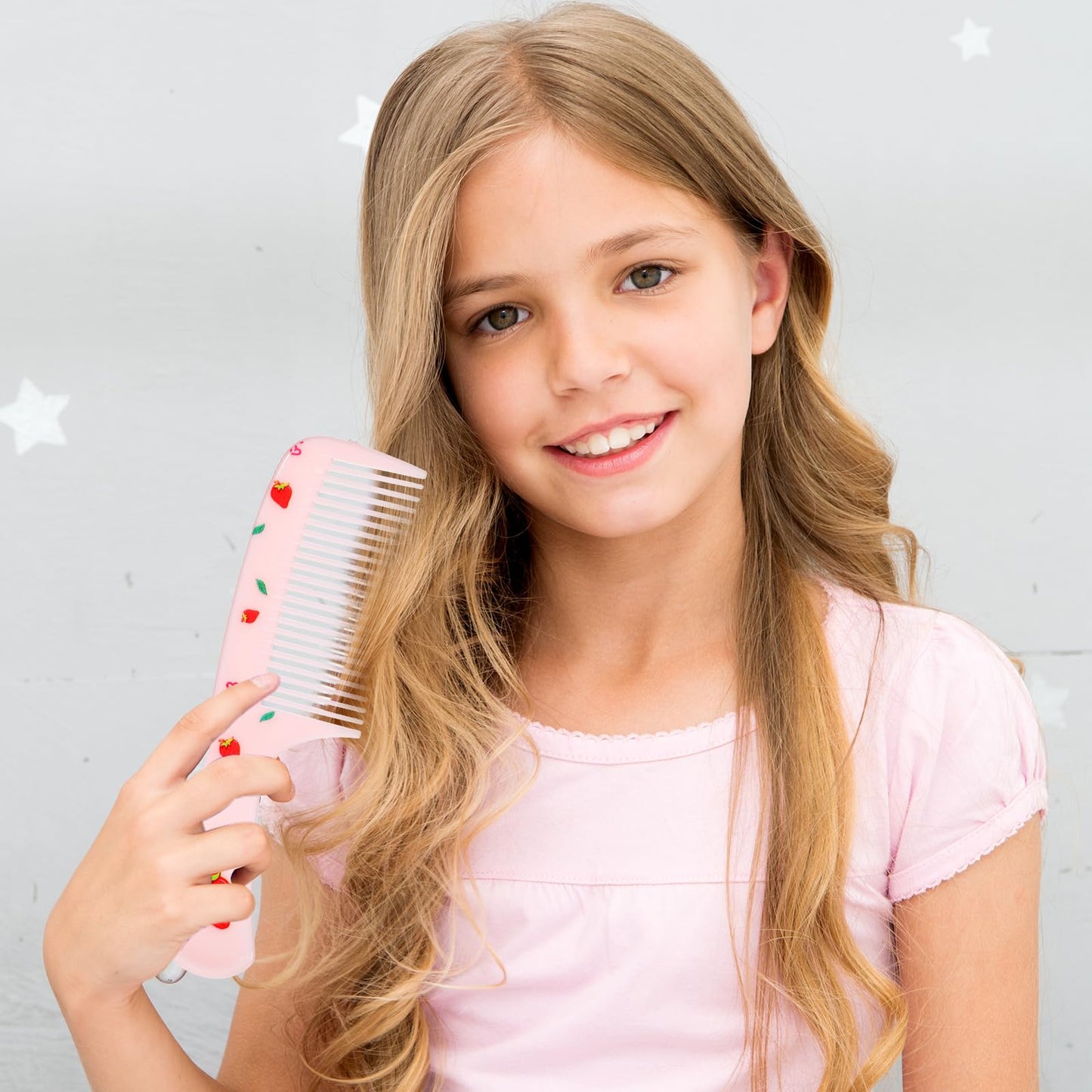 Baby Comb Set, Small Cute Fine Tooth Toddler Comb & Rat Tail Baby Comb For Styling, Pink Baby Hair Comb Plastic Parting Combs, A