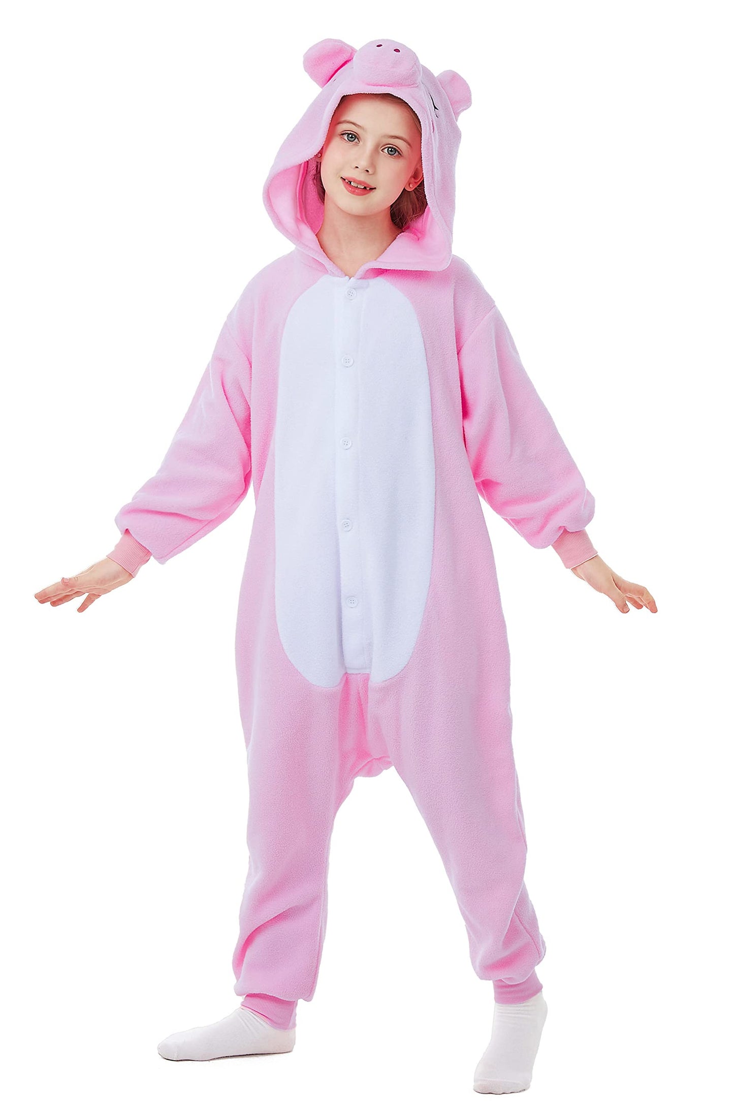 Canasour Pig Onesie Kids Halloween Cosplay Costume Girls One Piece Pjs Anime Unisex Hoodie Pajamas Pink For 6-8 Years Boys Party