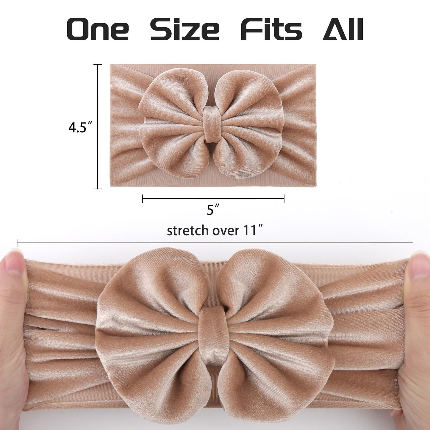 Yanjie Baby Girl Headbands With Bows, Soft Elastics Handmade Velvet Hairbands And Accessories For Infant Toddlers Kids In Khaki,