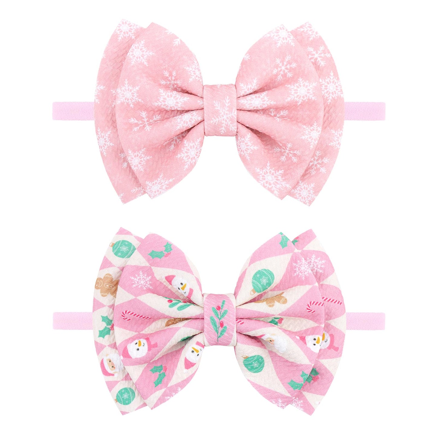 Yanjie Christmas Baby Girls Headbands Pink Hair Bow Snowflake Headband Snowman Newborn Wide Candy Cane Headband Christmas Hair A