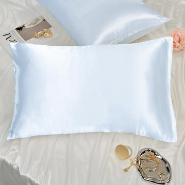Toddler Pillow Cover Satin 2 Pack Travel Pillow Case Cover Breathable Silky Soft Small Pillow Cases Baby Blue 14X20 Pillowcase E
