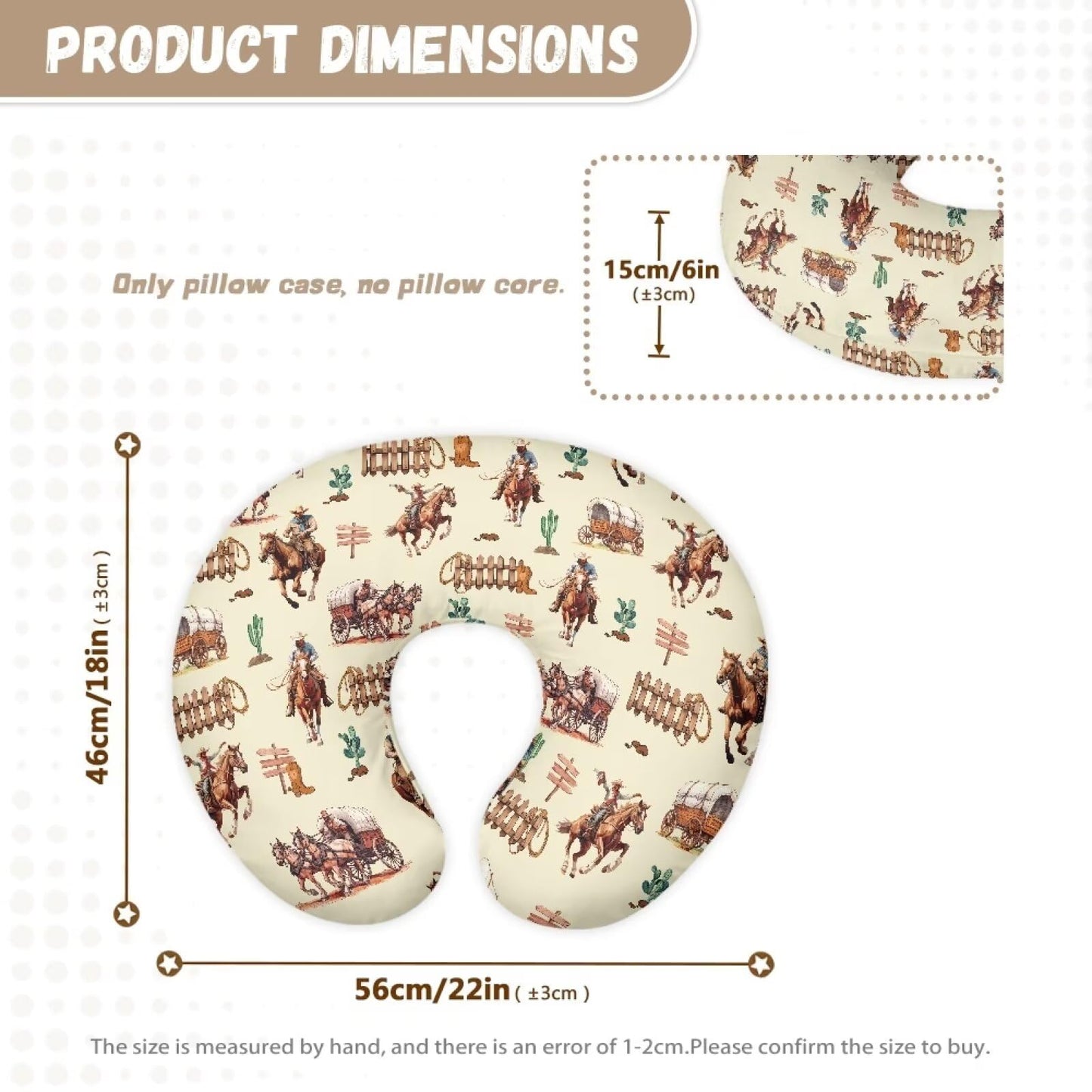 Tongluoye Western Cowboy Horse Nursing Pillow Cover For Boy Girl Breastfeeding Pillow Slipcovers Stretchable Newborn U-Shaped Br