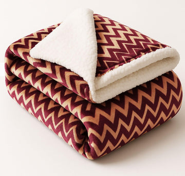 VAS COLLECTIONS Ultra Soft Baby Blanket | Flannel + Sherpa | 2Layer AllSeason AC Sheet for Newborns (024 M)  Maroon White