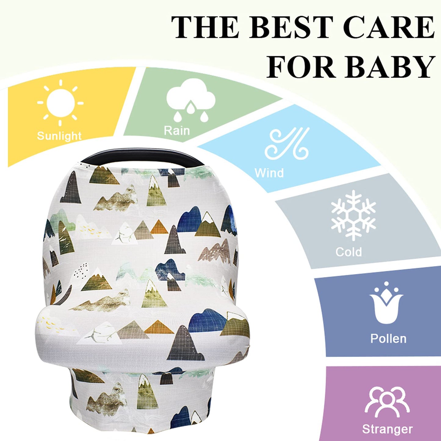 Baby Carseat Cover With Beanie, Adventure Mountain Infant Carseat Canopy For Boys Girls, Nursing Cover Breastfeeding Scarf For M