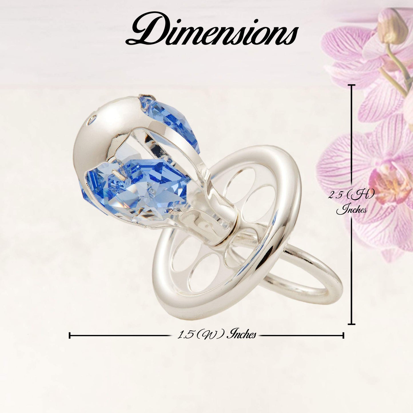Matahi Silver Plated Crystal Studded Pacifier Ornament With Blue Crystals Baby'S First Christmas Holiday Ornament And Hanging Pe