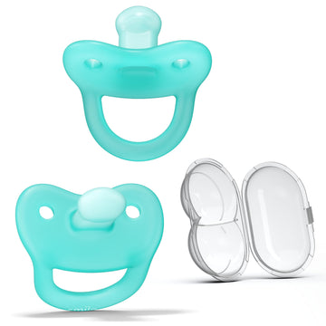 Smilo Newborn Baby Pacifier With Sterilization Box - 2 Pack Of Orthodontic Pacifiers For Babies From 0-2 Months - Expands To Sup