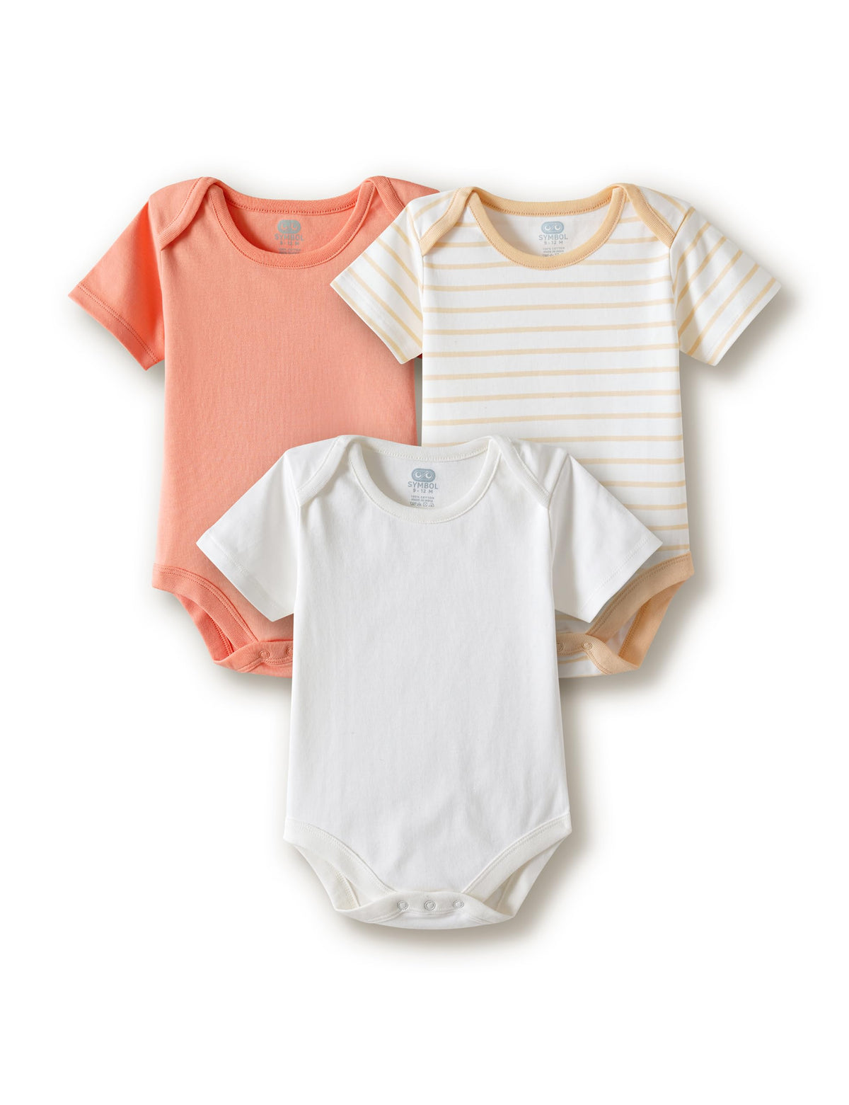 Amazon Brand Symbol Unisex 100% Cotton Half Sleeve Regular Fit Bodysuit (Pack Of 3) (SkBbsSs262001 (018 M)_Cswsws_69 M)