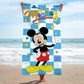 Disney Mickey Mouse Bath Pool Beach Towel - Checkered Kids Super Soft & Absorbent 100% Cotton Towel, Measures 28 X 58