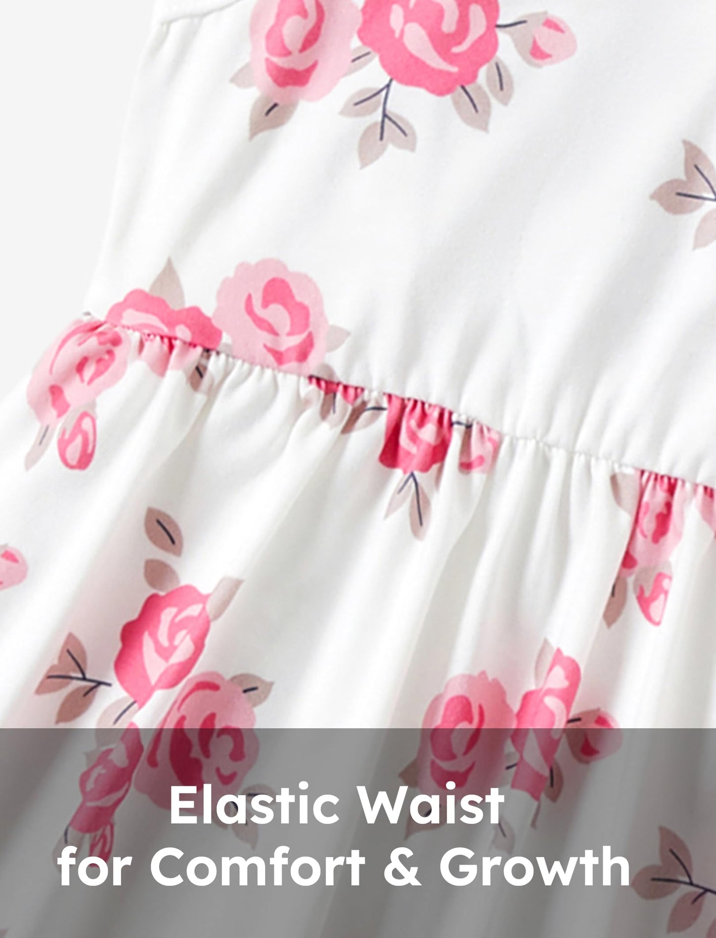 Patpat 2 Pack Toddler Girls Ruffle Sleeve A-Line Dresses Baby Girl Summer Casual Multi-Pack Sundress, Pink Rose, 6-7 Years