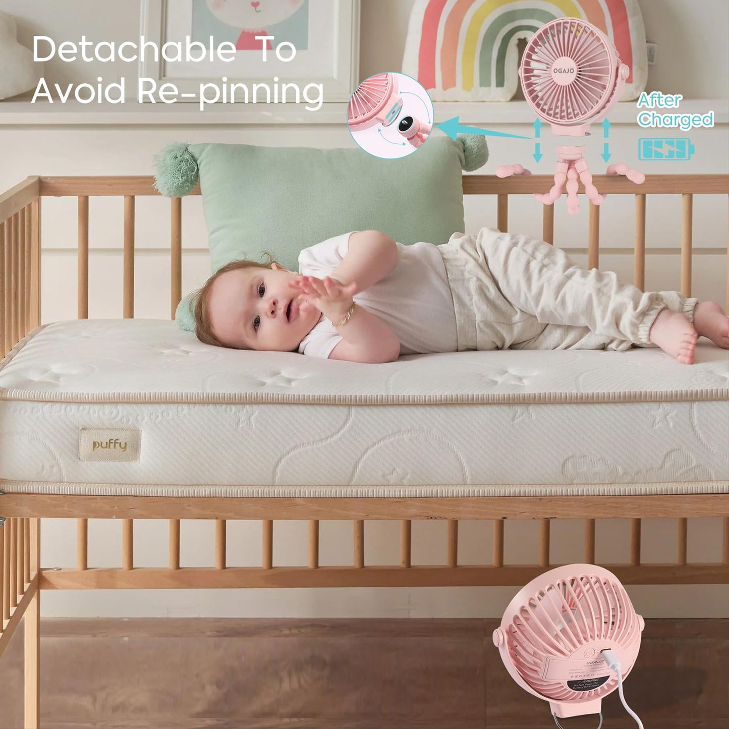 Portable Stroller Fan,With Flexible Tripod And 3 Speeds Clip On Car Seat Fan Mini Small Personal Handheld Battery Powered Usb Fa