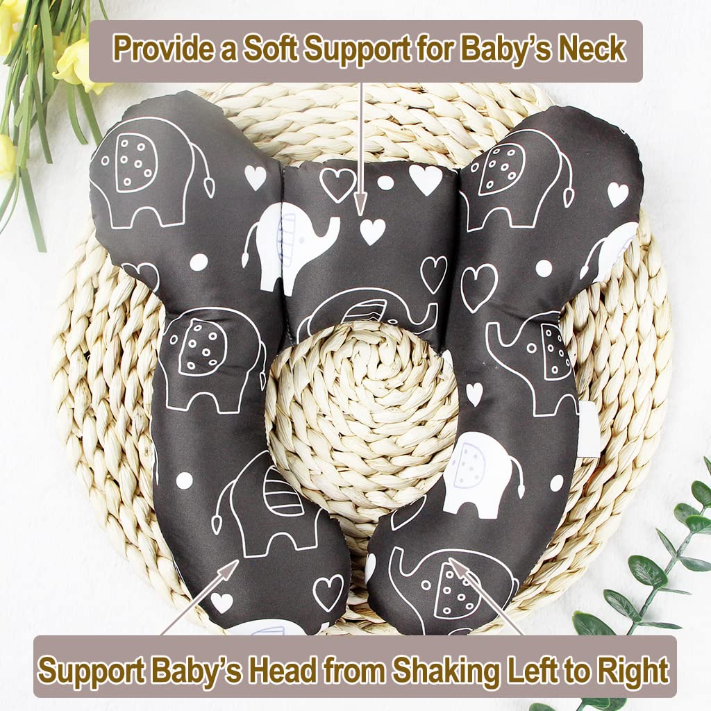 Vocheer Baby Travel Pillow For Head And Neck Support Pillow For Pushchair,Car Seat,Travel (Elephant)