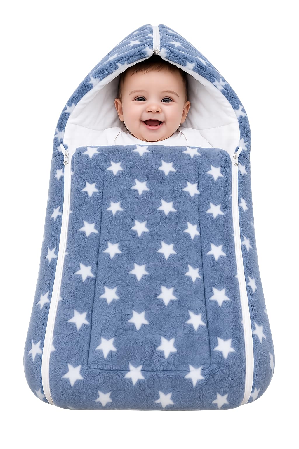 First Sleep Baby Newborn 3ZIPER Blanket Baby  Soft Winter Kids Blanket for (012 Months, 76x76cm) Grey