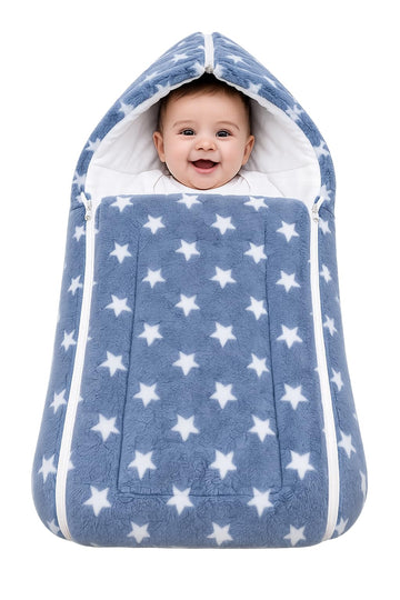 First Sleep Baby Newborn 3ZIPER Blanket Baby  Soft Winter Kids Blanket for (012 Months, 76x76cm) Grey