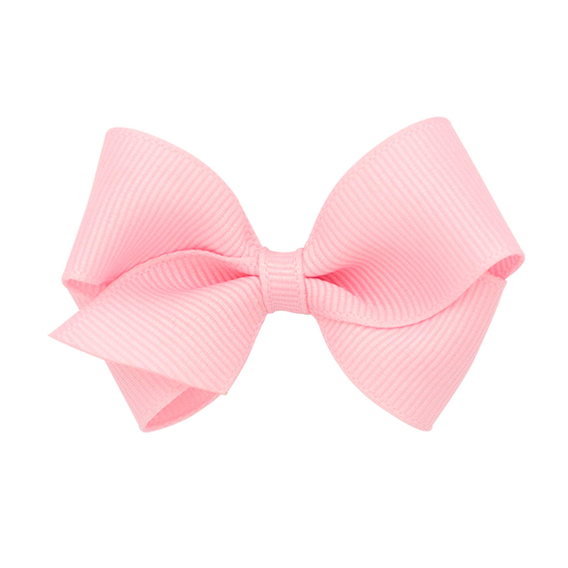 Wee Ones Girls' Classic Grosgrain Hair Bows On A Weestay No-Slip Hair Clip, Handmade, Wee Sized Bow, Light Pink