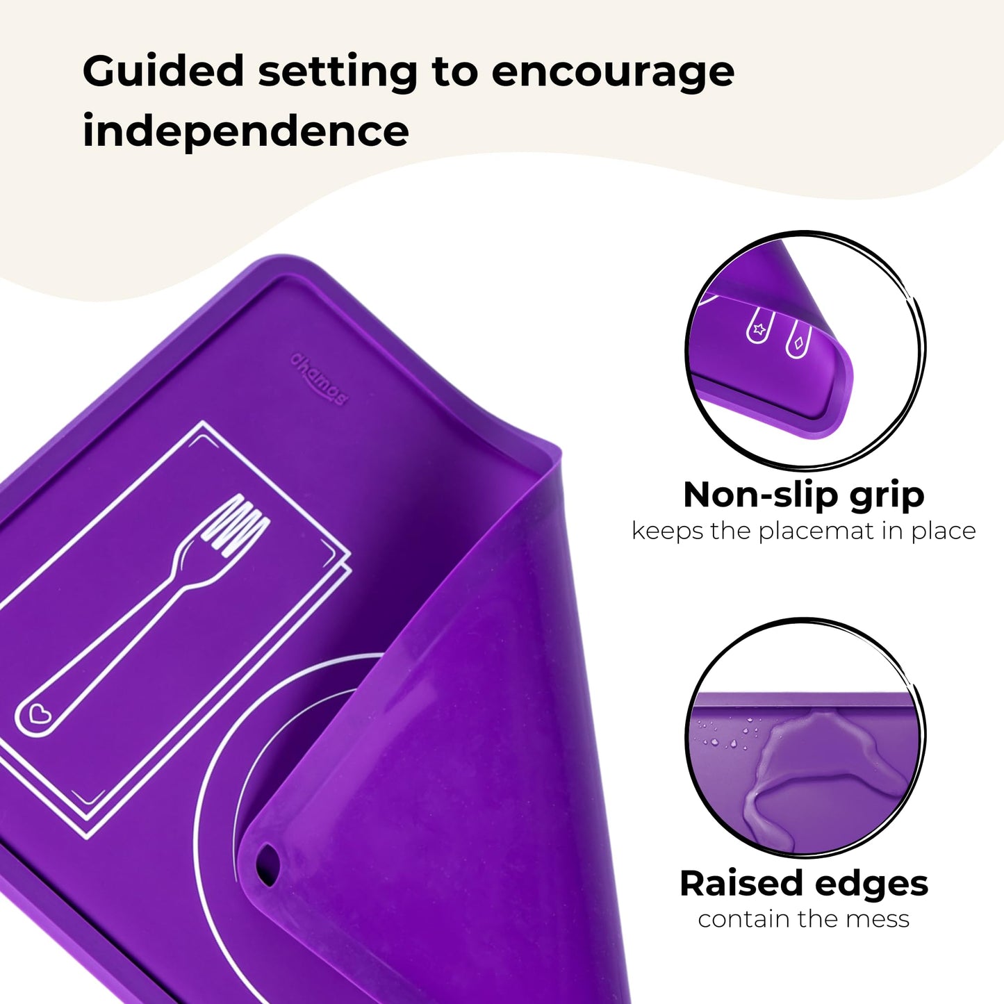 Chamos Silicone Placemats For Toddlers And Kids - Montessori Placemat - Non-Slip - Single (Purple)