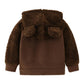 Amiyan Bear Ears Shape Fleece Warm Hoodies Clothes Toddler Zip-Up Light Jacket Sweatshirt Outwear For Baby Boys (Coffee, 1-2T)