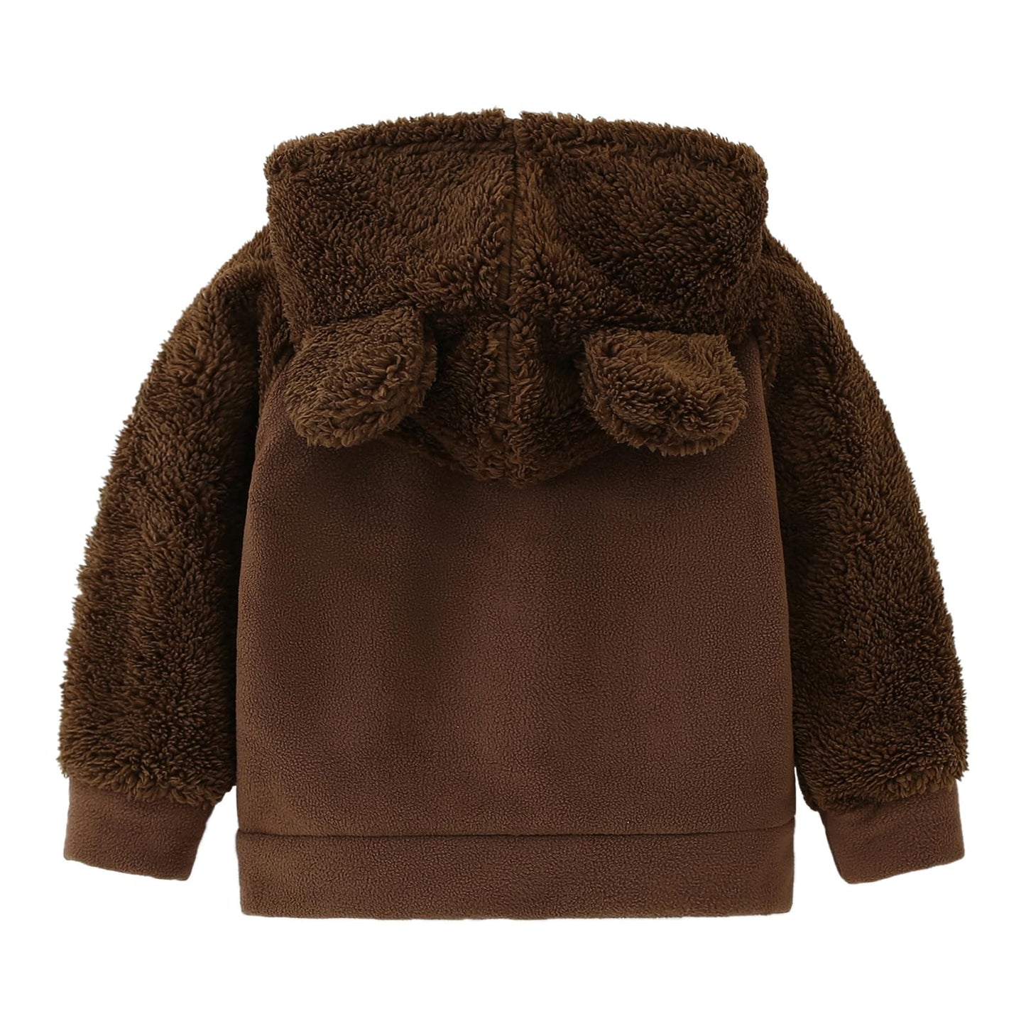 Amiyan Bear Ears Shape Fleece Warm Hoodies Clothes Toddler Zip-Up Light Jacket Sweatshirt Outwear For Baby Boys (Coffee, 1-2T)