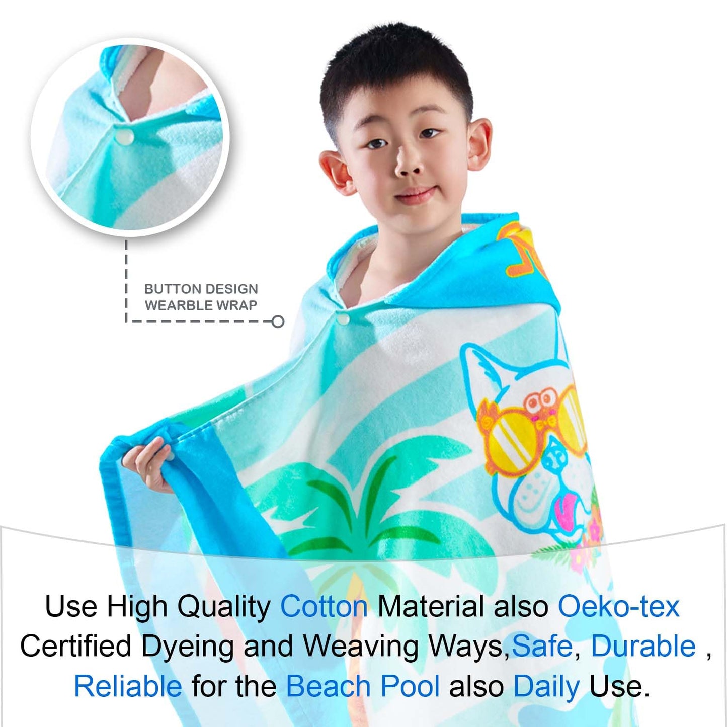 Voova & Movas Dog Towels With Hood Soft Thick Cotton For 3-10Years| Absorbent Hooded Towel For Children | Perfect For Kids Beach