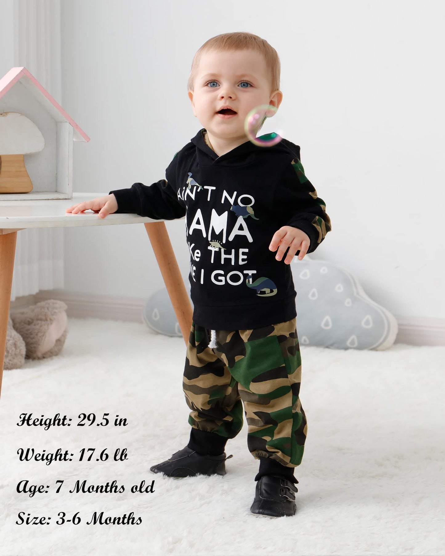 Zoerea Baby Boys Clothes 3-6 Months Toddler Camouflage Hoodie Outfits Long Sleeve Sweatshirt Pants Set Christmas