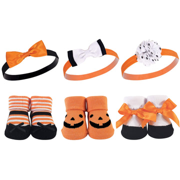 Hudson Baby Unisex Baby Headband And Socks Gift Set, Pumpkin, One Size