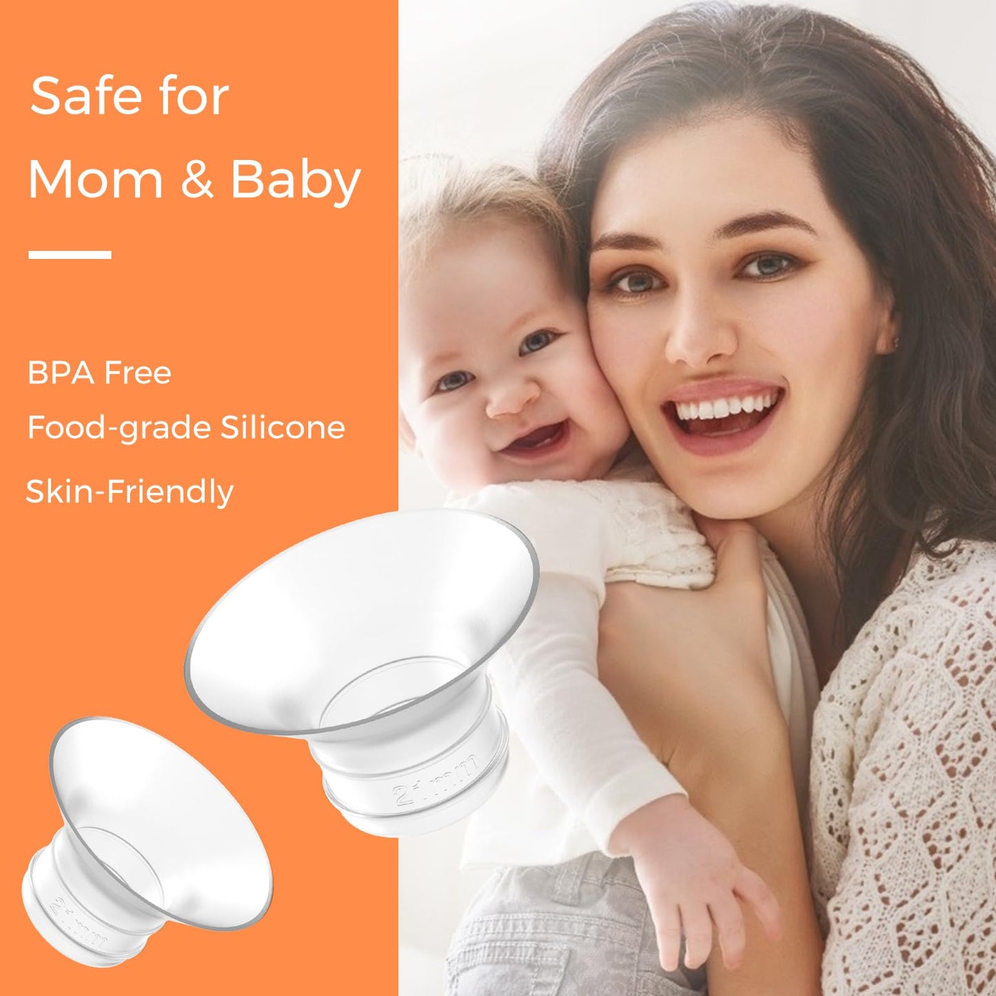 Frussonia Flange Inserts 21Mm 6Pcs - Compatible With Momcozy M5/M6/S12 Pro/S9 Pro/V1/V2,Spectra,Medela,Elvie,Lansinoh 24Mm Flang