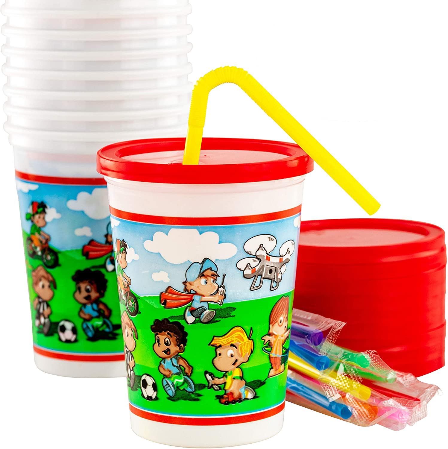 Leakproof 12Oz Kids Party Cups With Lid And Straw 10Pk. Super Durable And Dishwasher-Safe With Bpa Free Material Is Reusable Or