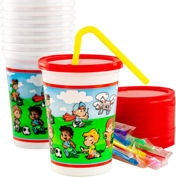 Leakproof 12Oz Kids Party Cups With Lid And Straw 10Pk. Super Durable And Dishwasher-Safe With Bpa Free Material Is Reusable Or
