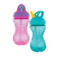 Nuby 2-Pack Flip-It Easy Grip Cups with Easy-Flo Straw, 10 Oz, Girl