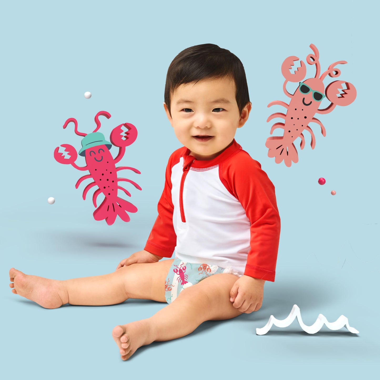 Hello Bello Premium Swim Diapers, Size S (16-28 Lbs), Cute Extra-Bright Lobster Designs, 20 Count Jumbo Pack