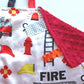 Baby Sensory, Security & Teething Closed Ribbon Tag Lovey Blanket with Minky Dot Fabric: 14   X18    (Firefighter)
