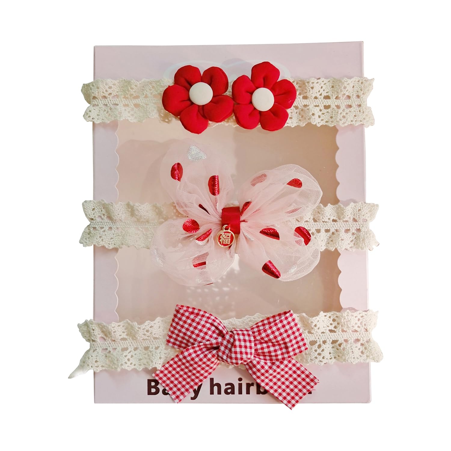 Syga Baby Girl Hair Clips Bow Tie Flower Headband, Pink  Birthday Gift For Girls