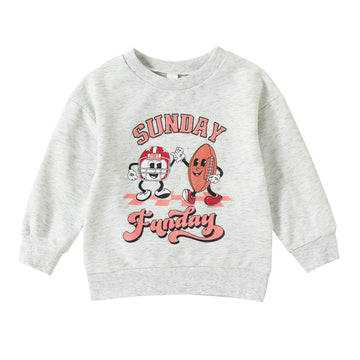 Mozikqin Toddler Baby Boy Girl Football Sweatshirt Long Sleeve Pullover Sweater Tops Thanksgiving Outfit Fall Clothes (Sunday Fu