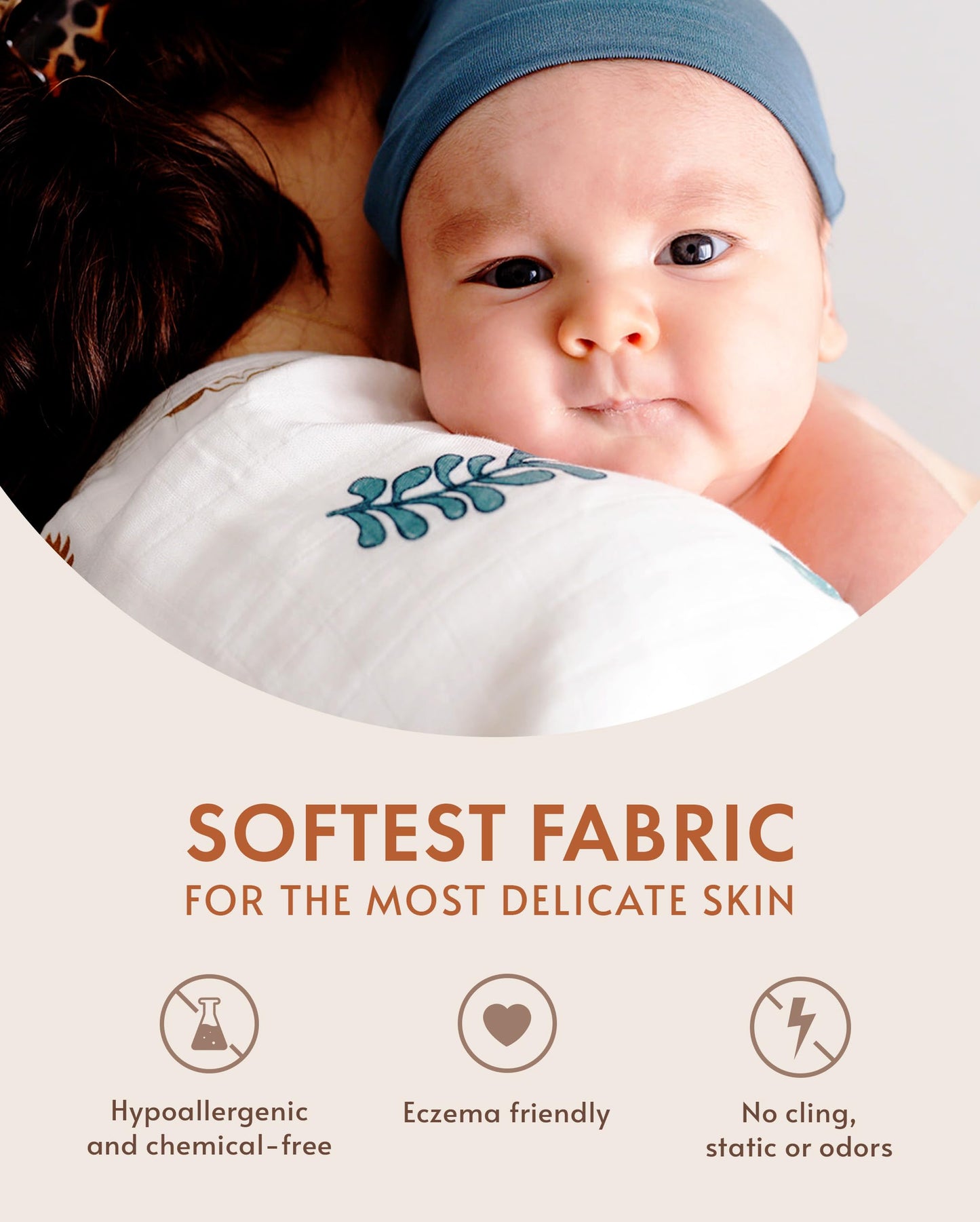 Nightingale Baby Washcloths, Organic Cotton Muslin With Rayon Made From Bamboo - Soft Burp Cloths For Newborn Sensitive Skin - 1