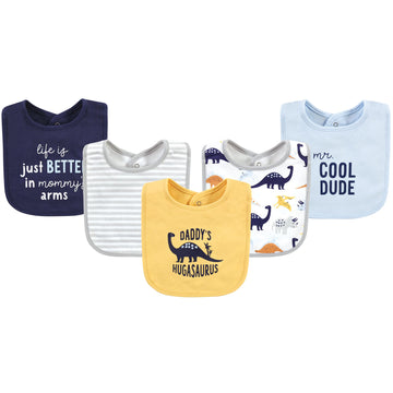 Hudson Baby Unisex Baby Cotton Bibs, Hugasaurus, One Size