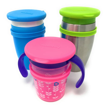Custom Replacement Lids Compatible For All Munchkin Miracle 360 Cups. More Color Combination Available. Set Of Three In Blue, Pi