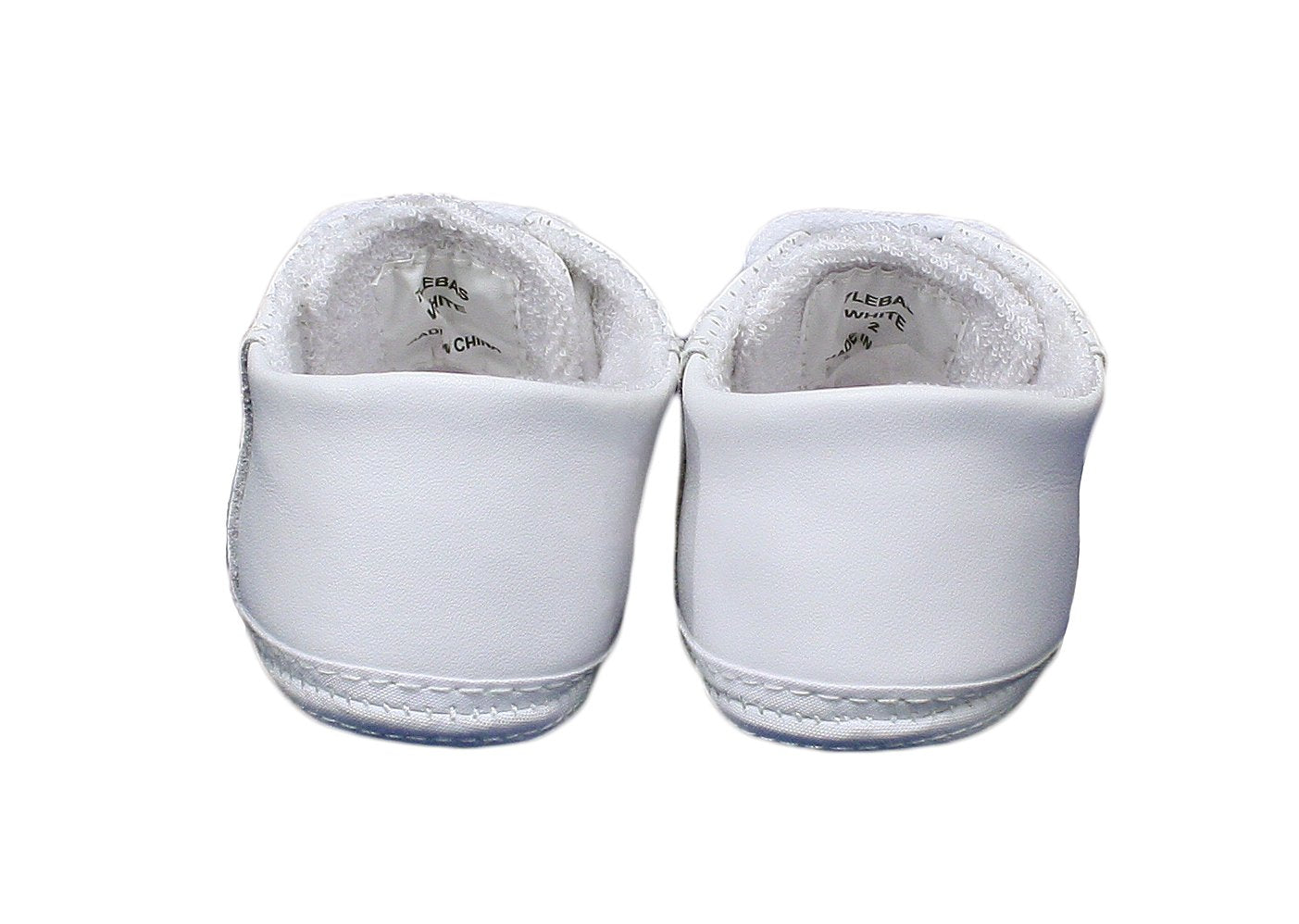 Baby Boys All White Genuine Leather Saddle Oxford Crib Shoe With Perforations - 0