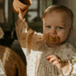 Frigg Lucky Symmetrical Silkysoft Silicone Baby Pacifier | Made In Denmark | Bpa-Free (Honey Gold/Cream, 0-6 Months)