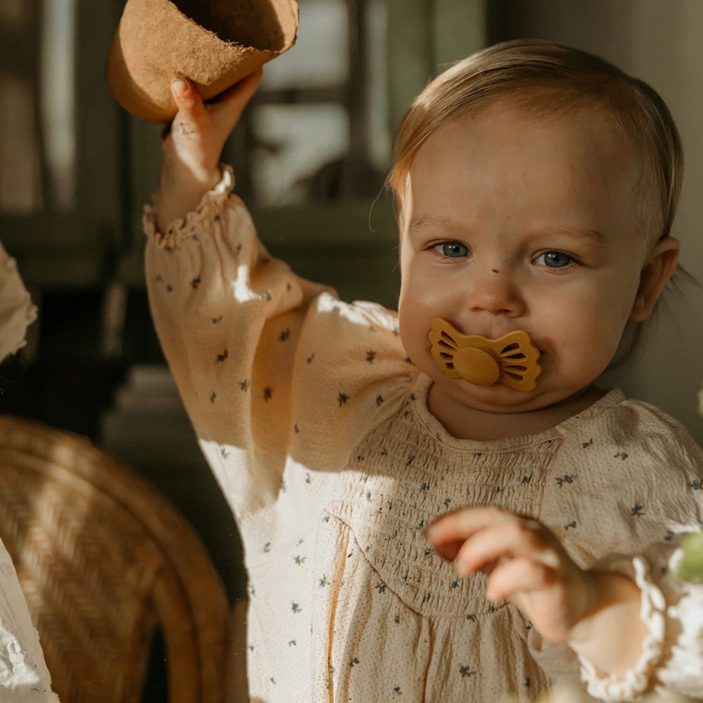 Frigg Lucky Symmetrical Silkysoft Silicone Baby Pacifier | Made In Denmark | Bpa-Free (Honey Gold/Cream, 0-6 Months)