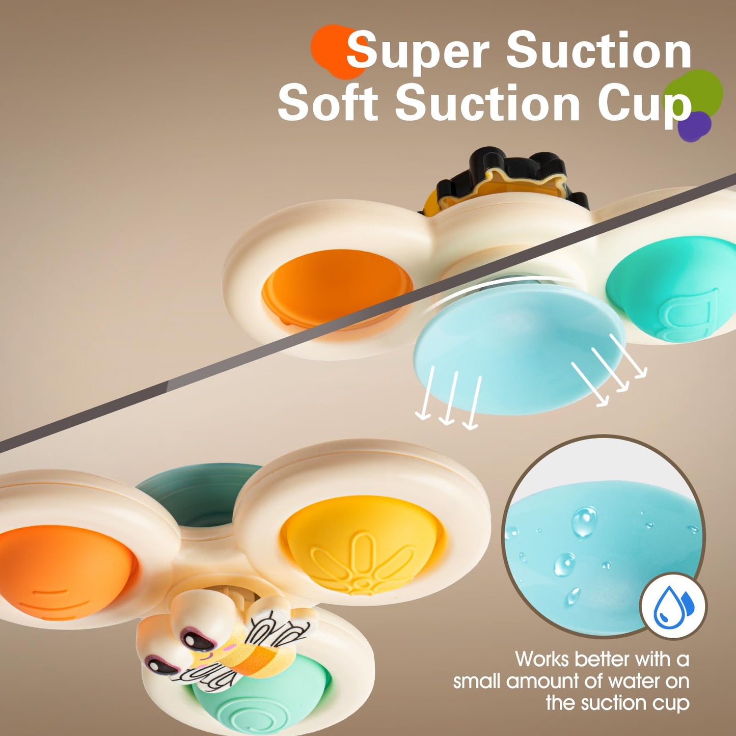 Tohibee 3Pcs Suction Cup Spinner Toys For 1 2 Year Old Boys Spinning Toys Baby Toys 12-18 Months Sensory Toys For Toddlers 1-3 F