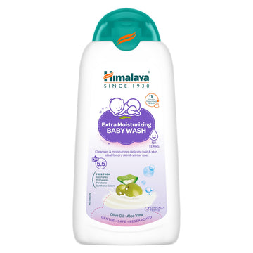 Himalaya Extra Moisturizing Baby Wash 200Ml | No Tears Formula |With Olive Oil, Aloe Vera & Milk | Cleanses And Moisturizes Baby