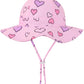 Baby Girl Sun Hat Infant Summer Beach Hats With Upf 50+ Toddler With Wide Brim Strap Outdoor Bucket Hat Pink Heart 0-6 Months