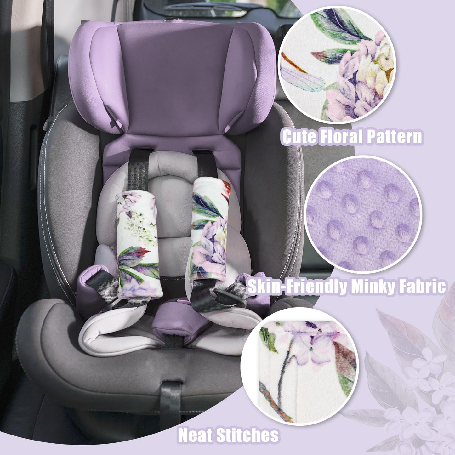 Car Seat Strap Pads For Baby Kids, Hnhuaming Ultra Soft Carseat Straps Shoulder Covers, 2 Pack Infant Seat Belt Cover Pad For Ba