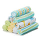 Spasilk Baby Washcloth Wipes Set For Newborn Boys And Girls, Soft Terry Washcloth Set, Pack Of 10, Yellow Lines