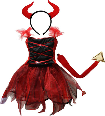 Petitebella Devil Costume Dress 1-12Y (Red, 7-9 Years)