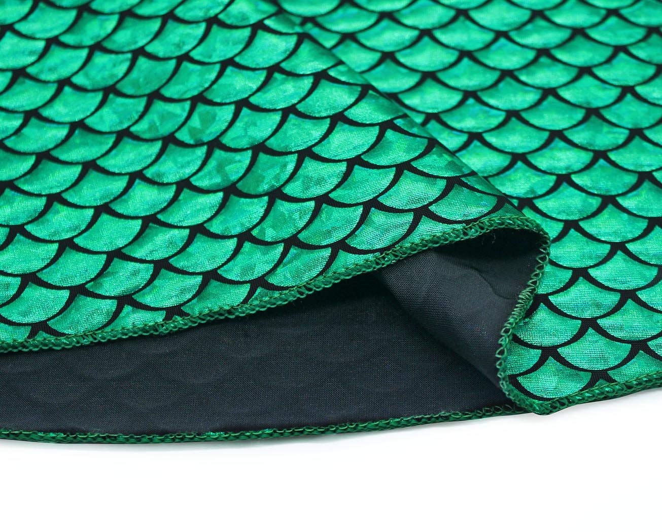 Henzworld Little Girls Mermaid Princess Costume Short Dress Up Birthday Party Dress Halloween Cosplay Outfits Green Fish Scale S