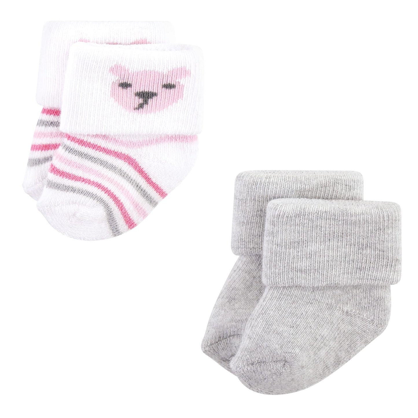 Hudson Baby Baby Girls Cotton Rich Newborn And Terry Socks, Bear Girl 12-Pack, 0-6 Months Us