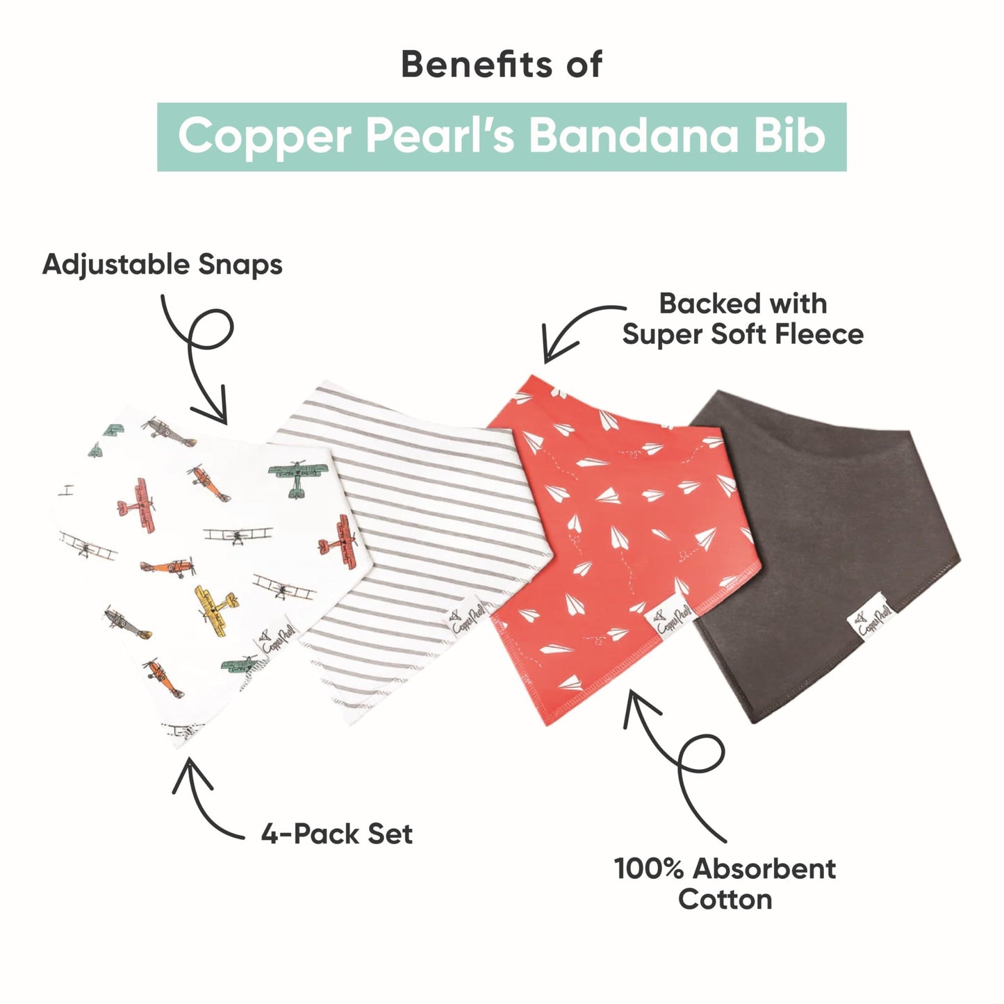 Copper Pearl Baby Bandana Bibs - 4 Pack Soft Cotton Baby Bibs For Drooling And Teething, Absorbent Drool Bibs For Baby Girl And