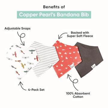 Copper Pearl Baby Bandana Bibs - 4 Pack Soft Cotton Baby Bibs For Drooling And Teething, Absorbent Drool Bibs For Baby Girl And