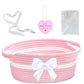 Groodo Small Woven Basket, Baby Gift Basket, 11.8 x 6.7 x 5.5 Pink Cotton Patchwork Gift Basket with Handles