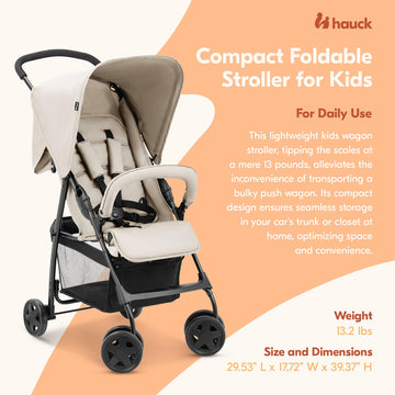 Hauck Lightweight And Compact Travel Baby/Toddler Foldable Stroller, Sport, Beige